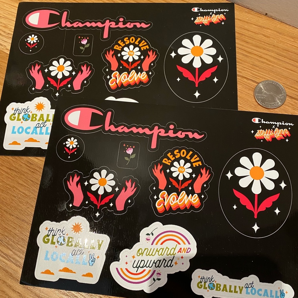 NEW Champion branded stickers, set of 2 sheets